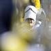 Michigan Marching Band drum major Jeffrey McMahon performs during his last game at Michigan Stadium on Saturday against Iowa. Melanie Maxwell I AnnArbor.com